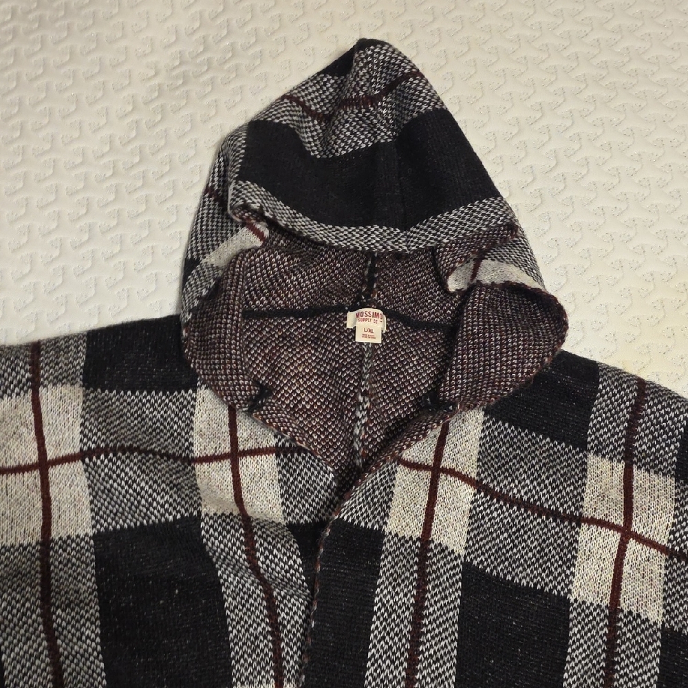 Mossimo Supply Co. Black and Gray Plaid Poncho